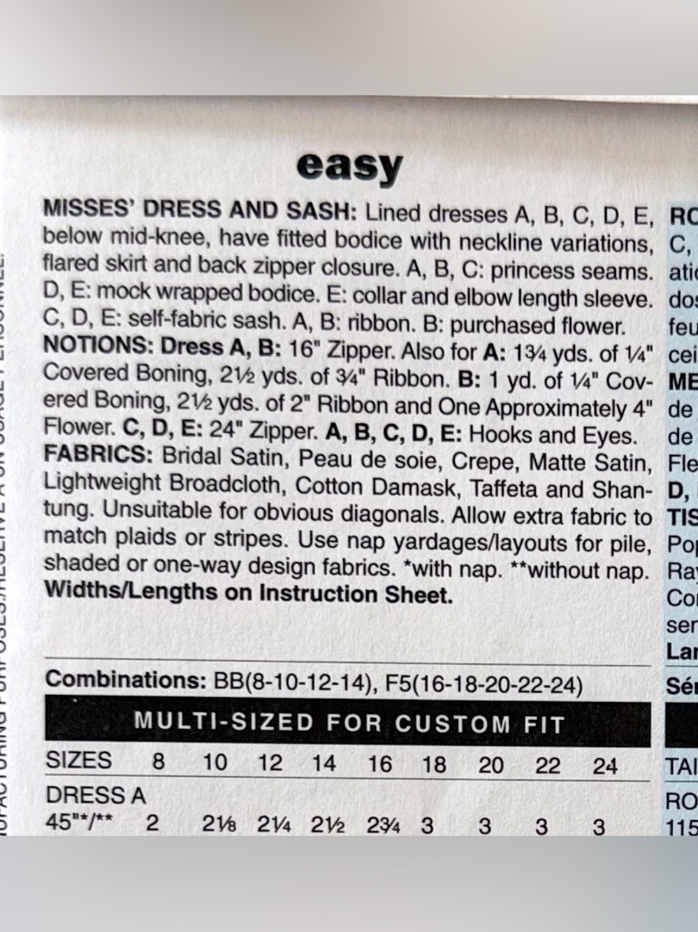 Uncut Butterick Fit n flair Dress neckline & sleeve variations Pattern sz 8-14 - Picture 7 of 16